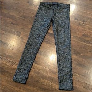 Long Tran Jacquard Pants Runway Black Jeans Sz 29. Petite!